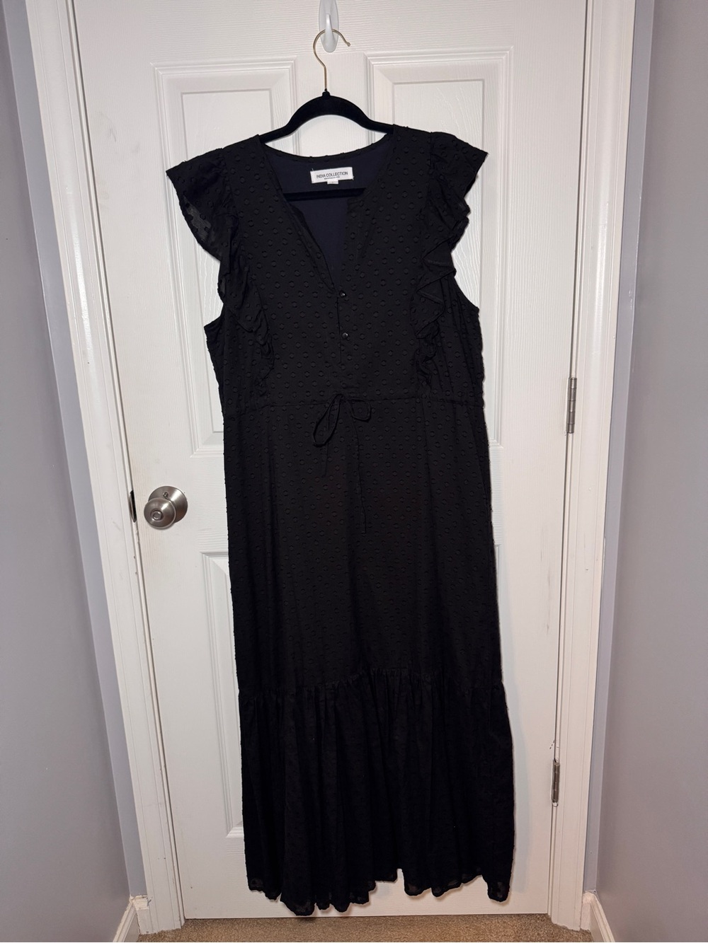 India Collection by Emerson Fry Surya - Black Swiss Dot Dress - Picture 8 of 16